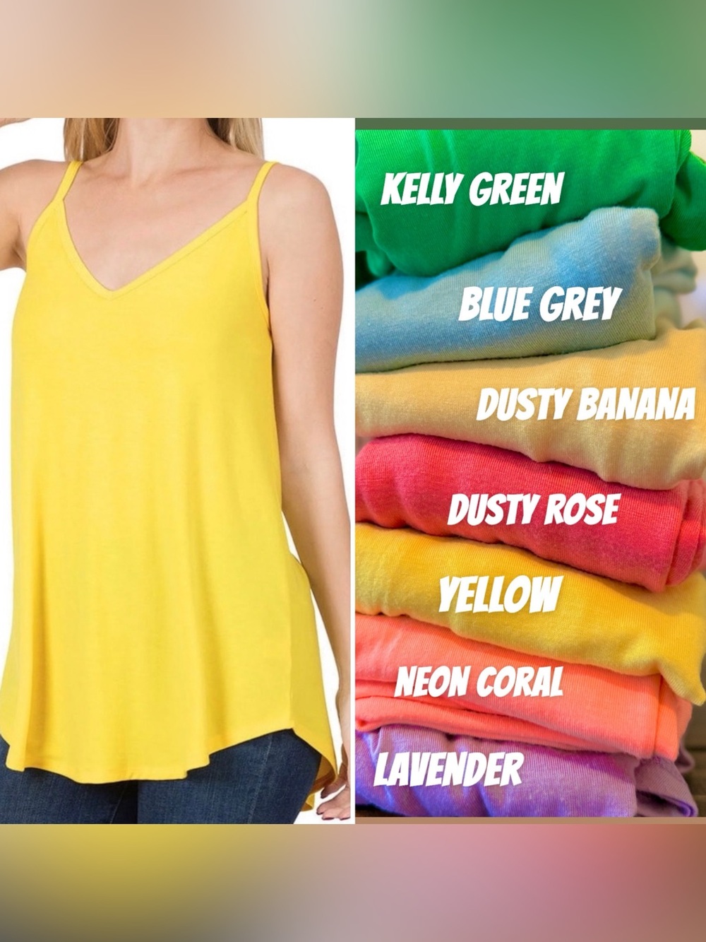 🆕💛ZENANA: YELLOW Reversible Tank SMALL